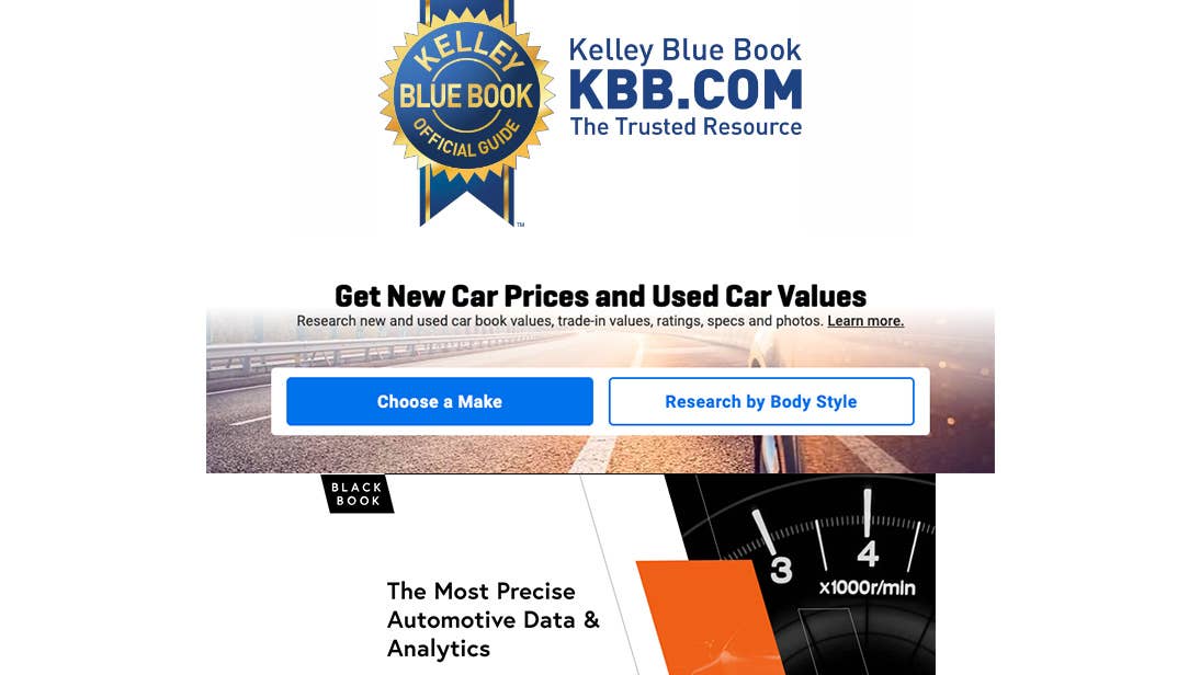 Car Value Books Kelley Blue Book Vs NADA Guide Vs Black Book